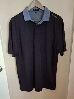 Asher The Quarry Men’s Black Polo with Gray Collar_1